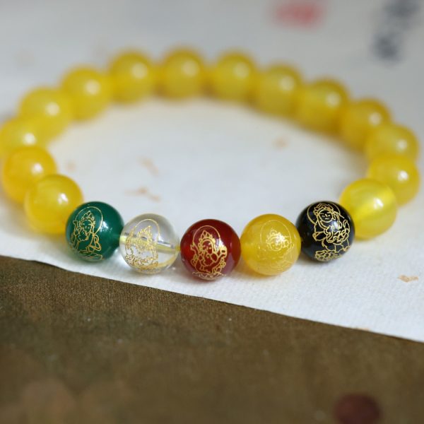Agate Five Gods Of Wealth Bracelet Crystal Agate Bead Bracelet