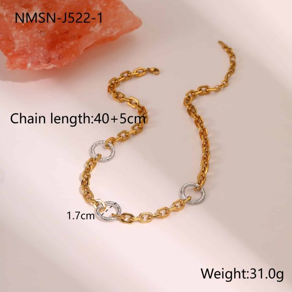European And American Fashion Gold And Silver Color Matching Stainless Steel Necklace Bracelet High Sense Titanium Steel No Fading