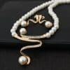 European fashion diamond crystal pearl necklace earrings set bride wedding accessories wholesale CMT058