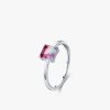 S925 Sterling Silver Temperamental Simple Watermelon Tourmaline Slim Ring