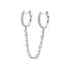 Silver Needle One Piece Diamond Earrings Double Circle Fashion Trend