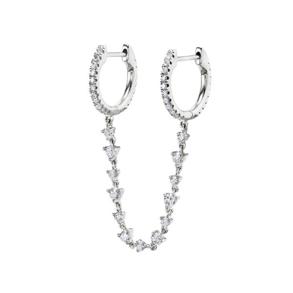 Silver Needle One Piece Diamond Earrings Double Circle Fashion Trend