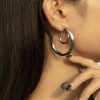 All-match Double Layer Half Circle Geometric Metal Earrings Women