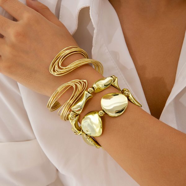 New Multi-layer Line Winding Geometric Open Bracelet Suit