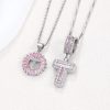 Rock Sugar 26-letter Pendant Necklace For Women, Copper Inlaid Zircon Round Flower Jewelry Set