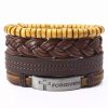 Four-piece Card Africa Map Woven Bracelet Leather