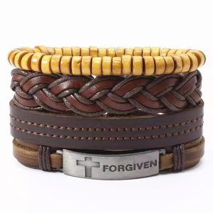 Four-piece Card Africa Map Woven Bracelet Leather
