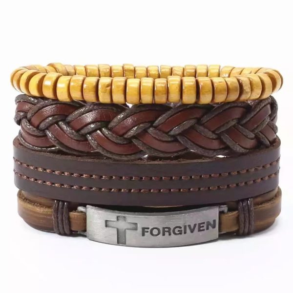 Four-piece Card Africa Map Woven Bracelet Leather