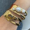 Natural Stone Open Bracelet Titanium Steel Hand Jewelry