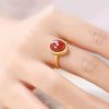 Ancient Law Gold Ring Gilding Gold Ring Red Agate