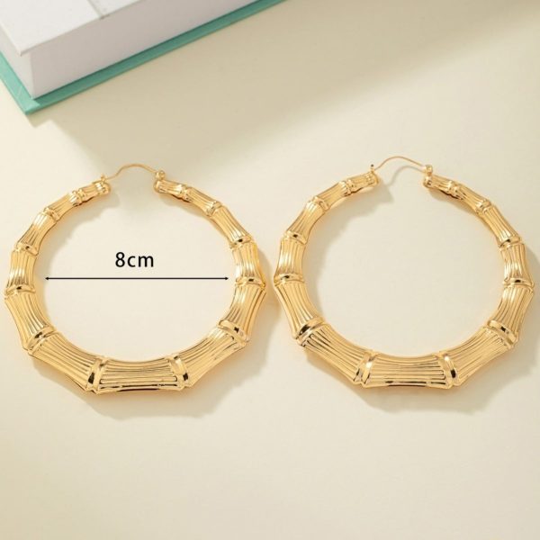 European And American Oversized Bamboo Earrings Exaggerated Golden Big Circle