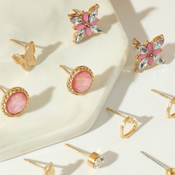 Personality Geometric Love Earrings 6 Pairs Set