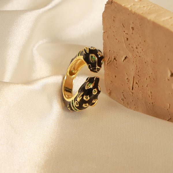 Fashion Special-interest Animal Oil Dripping Cheetah Open Ring