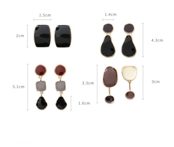 Drop Glaze Geometric Earrings Irregular Round Square Drop Earrings