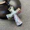 Natural Stone Christmas Gift Agate Woven Semi-precious Stone Cross Necklace