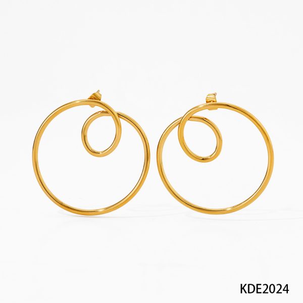 Streamlined Earrings Stainless Steel Geometric Circle Curve Earrings