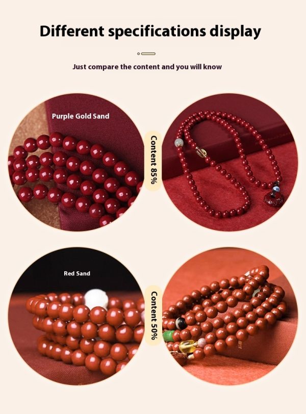 Cinnabar Wholesale Purple Gold Sand Buddha Beads Rosary Hand-woven Bracelet
