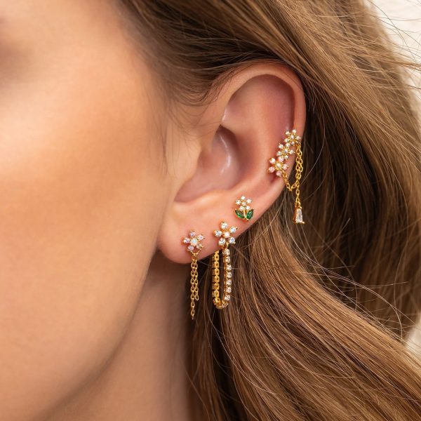 Flower Chain Stud Earrings Set Of Five