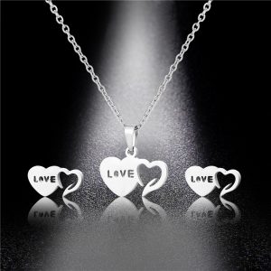 Stainless Steel LOVE Heart Jewelry Set