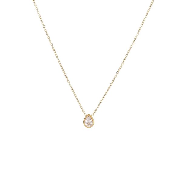 European And American Stainless Steel Necklace Gold-plated Inlaid Zircon High Sense