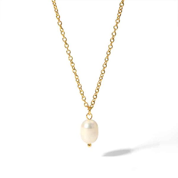 Freshwater Pearl Pendant High-grade 18k Golden Clavicle Chain Women's Fashion Necklace Ornament
