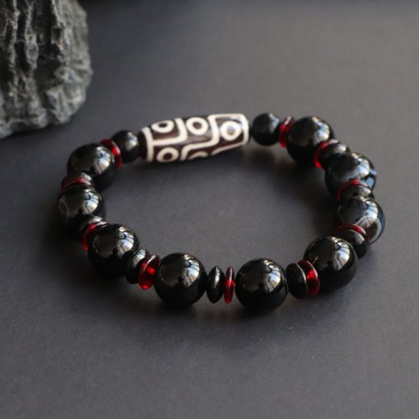 Fashion Black Agate Dzi Bead Chalcedony Bracelet