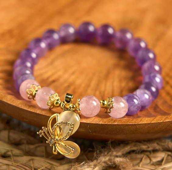 Natural Amethyst Bracelet Grape Beaded Bracelet