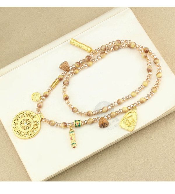 New Chinese Style National Style  Gold Tiger Eye Long Necklace