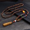 Men's And Women's Necklaces Retro Wooden Bead Sweater Chain Long Bodhi Pendant