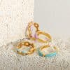 Niche Personalized Cold Style Geometric Dripping Titanium Steel Gold-plated Ring