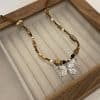 Natural Beaded Stone Butterfly Necklace