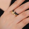 Simple Glossy Stitching Inlaid Zirconium Ring