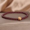 Red Stone Bead String Yellow Flower Accessories Bracelet