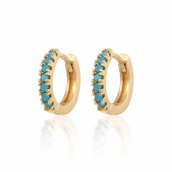 European And American Ins Round Micro-set Color Zircon Ear Buckle