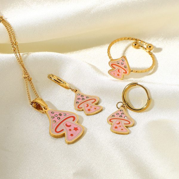 Mushroom Stainless Steel Jewelry Set Earrings