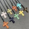 Natural Stone Christmas Gift Agate Woven Semi-precious Stone Cross Necklace