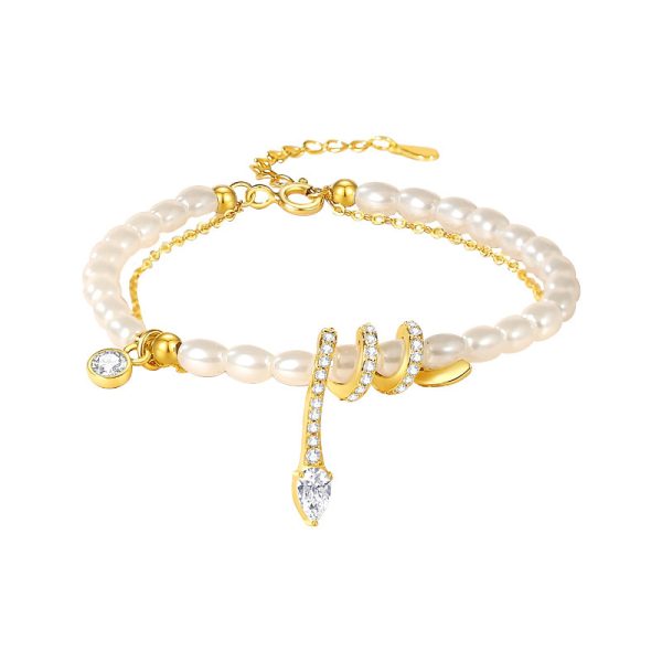 Pearl Snake Classic Style Snake Year Beaded Bracelet
