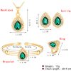 Necklace Set Exquisite Alloy Multi-color Water Drop Necklace Earrings Jewelry Four-piece Set