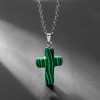 Natural Stone Agate Stone Cross Pendant Necklace