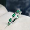 Elegant Retro Green And White Zircon Inlaid Finger