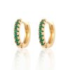 European And American Ins Round Micro-set Color Zircon Ear Buckle