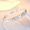Simple Cooperized Silver Wide Bracelet For Women Personalized Opening