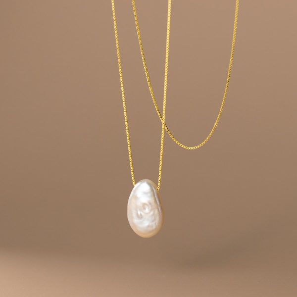4b819970-51c7-43f0-9213-f11052993388.jpg S925 Silver Irregular Flat Pearl Necklace Sweet And Simple