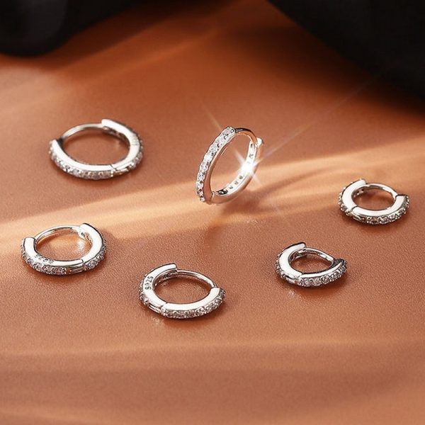 Full Diamond Double Row Diamond Round Ear Clip Circle Ear Cuff Female