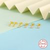 S925 Sterling Silver Petal Crystal Flowers Stud Earrings