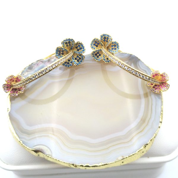 Heavy Industry Circle Colorful Flower Micro-inlaid Ear Ring
