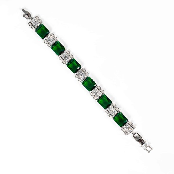 Wish Simple Colored Gems Zircon Small Square White Zircon Bracelet