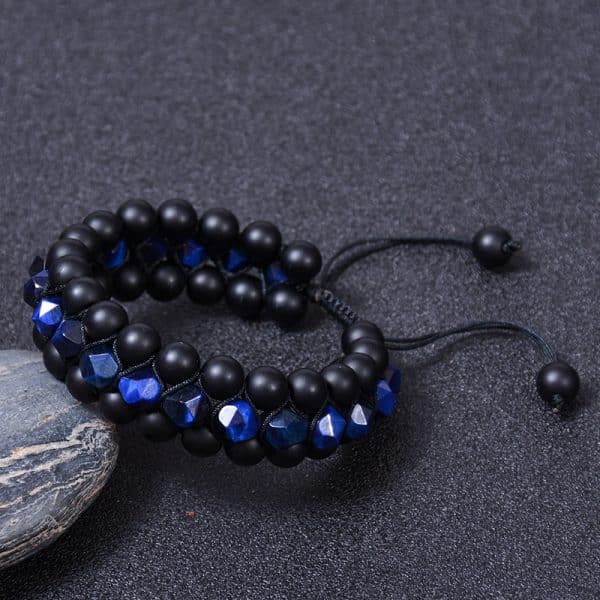 Natural Stone Frosted Stone Beaded Bracelet Iron Ore Double Wrap Braided Bracelet