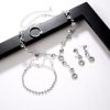 Silver Color Tone Crystal Tennis African Jewelry Set Earri Ng