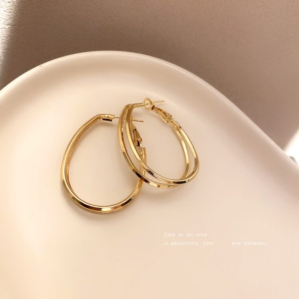 925 Silver Needle Geometric Circle Earrings Retro Temperament Earrings